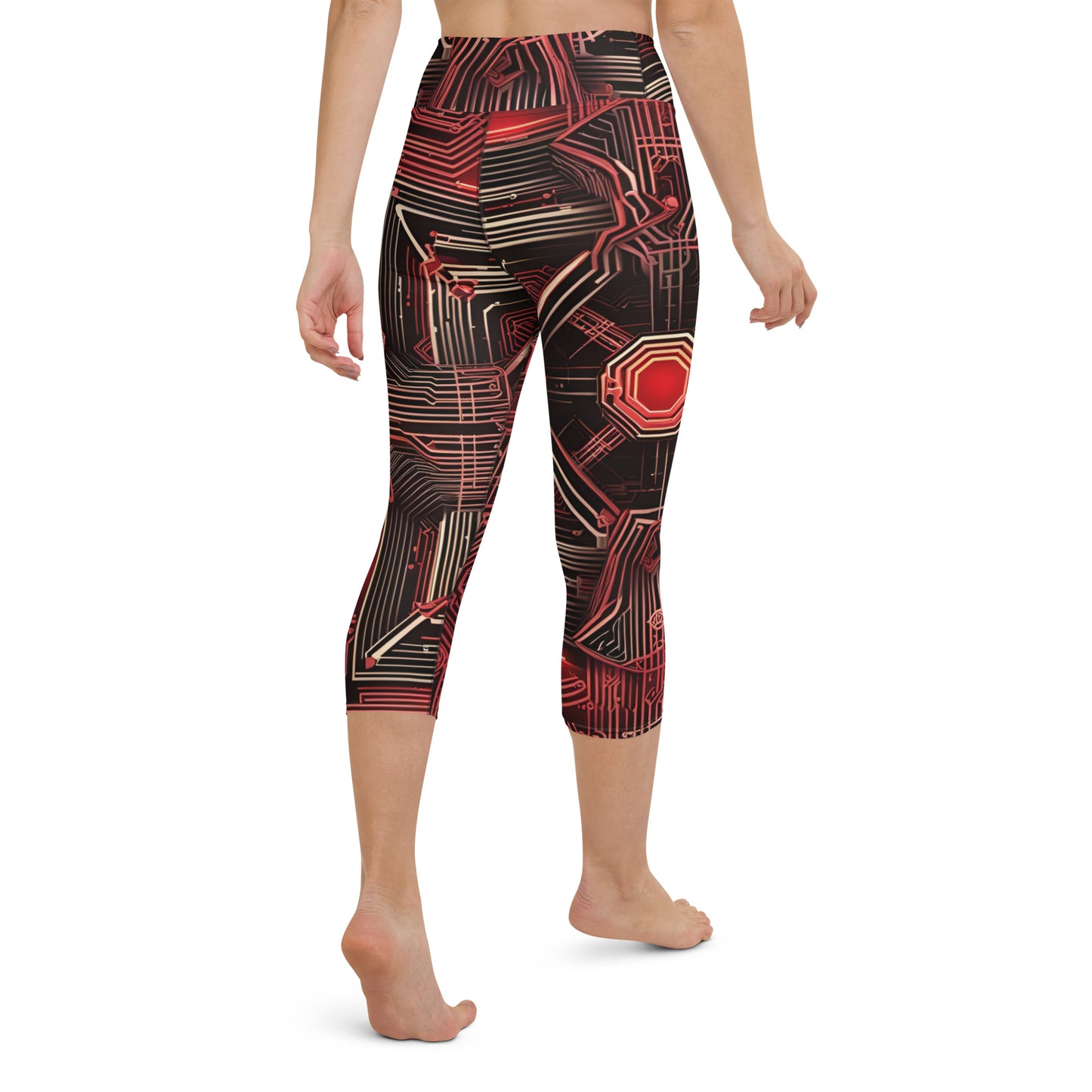 Yoga Capri Leggings: Bitstream Bloom