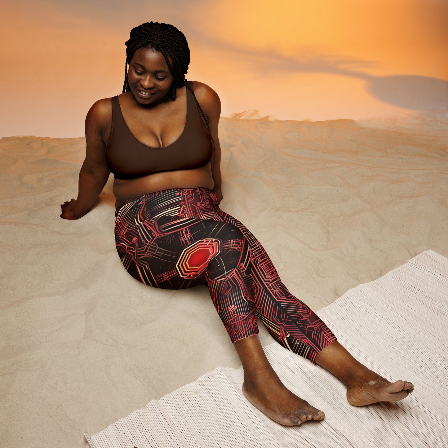 Yoga Capri Leggings: Bitstream Bloom