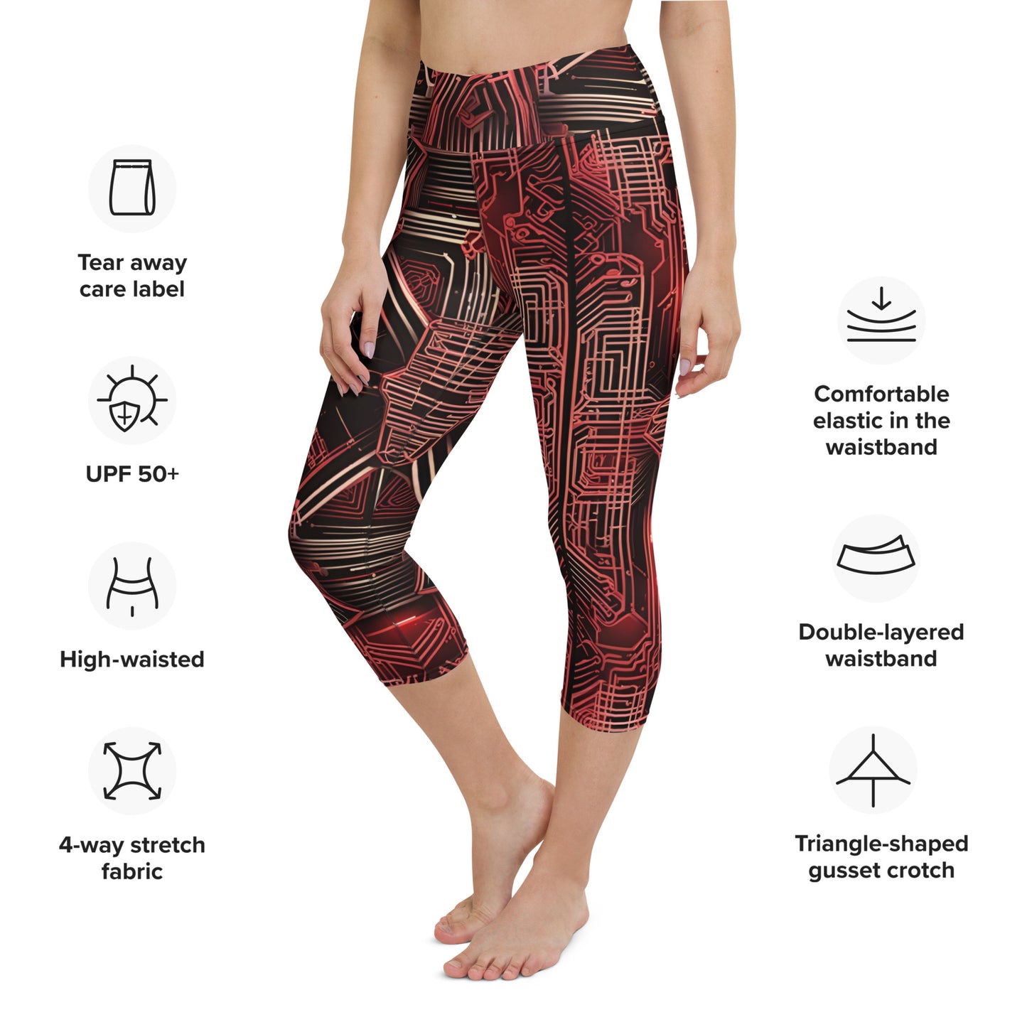 Yoga Capri Leggings: Bitstream Bloom