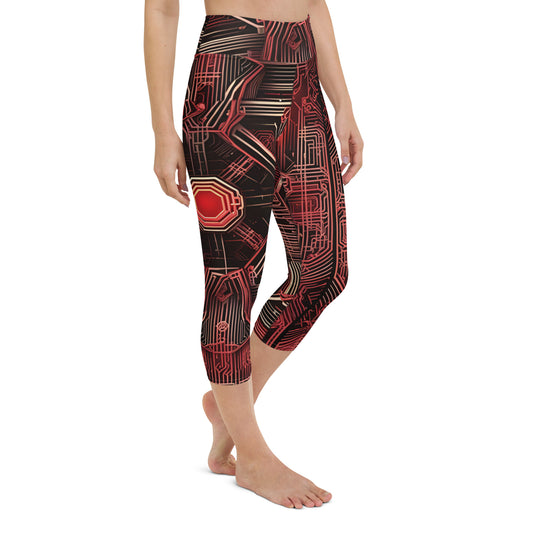 Yoga Capri Leggings: Bitstream Bloom